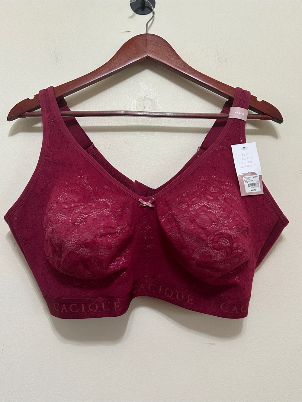 Cacique Lace Wireless Bra in Deep Wine